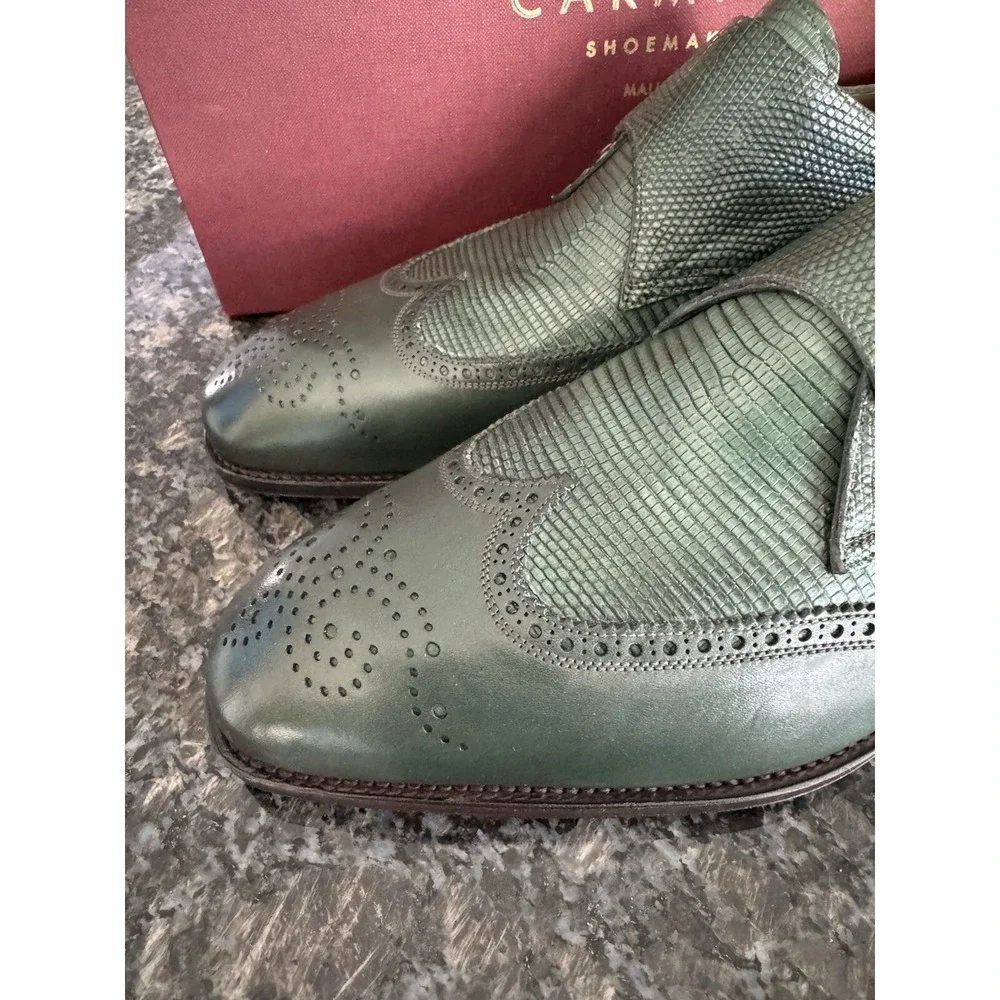 Custom Lizard Skin Carmina Double Monk Strap Dress Shoe W‎ Shoe Tree. NWB UK 10